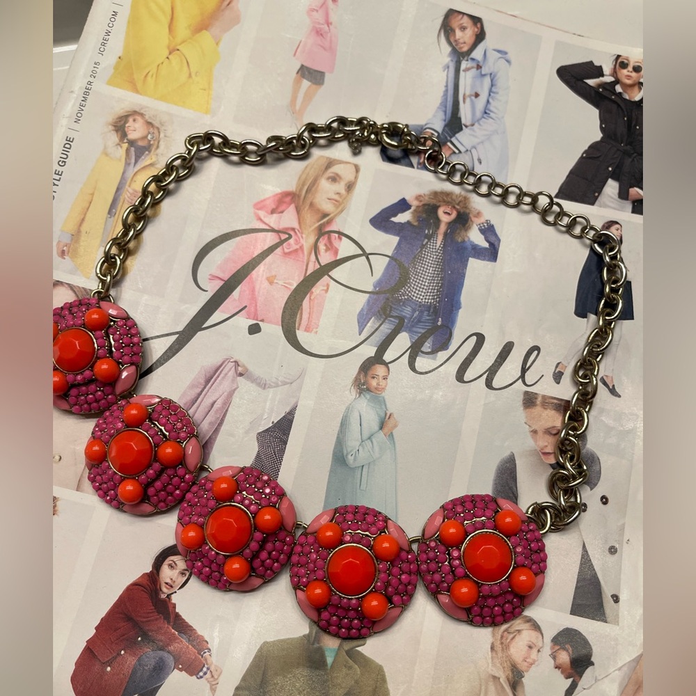 J. Crew Vibrant Pink and Orange Necklace